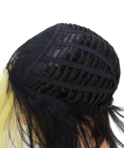 Wigs2you C-196 コスプレウィッグ ゴールデンブロンド×ブラック ショート 11インチ キャップレス アニメ風 耐熱合成繊維 男性用 コスプレ