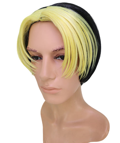 Wigs2you C-196 コスプレウィッグ ゴールデンブロンド×ブラック ショート 11インチ キャップレス アニメ風 耐熱合成繊維 男性用 コスプレ