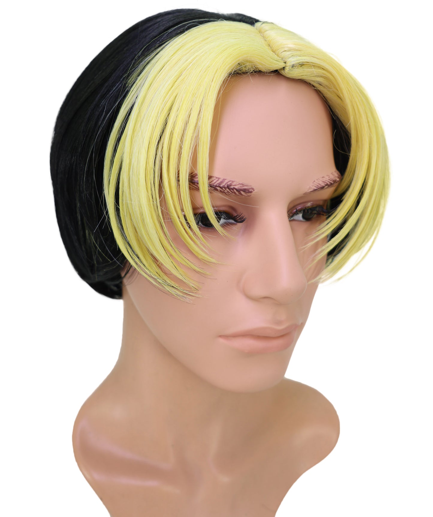 Wigs2you C-196 コスプレウィッグ ゴールデンブロンド×ブラック ショート 11インチ キャップレス アニメ風 耐熱合成繊維 男性用 コスプレ