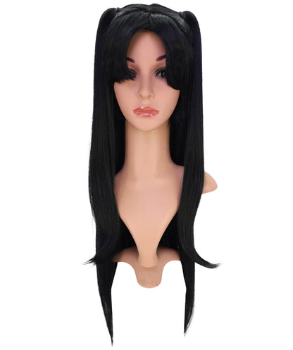 Wigs2you C-198コスプレウィッグ ブラック ロング 30.5インチ キャップレス アニメ風 合成繊維 女性用 イベント コスプレ