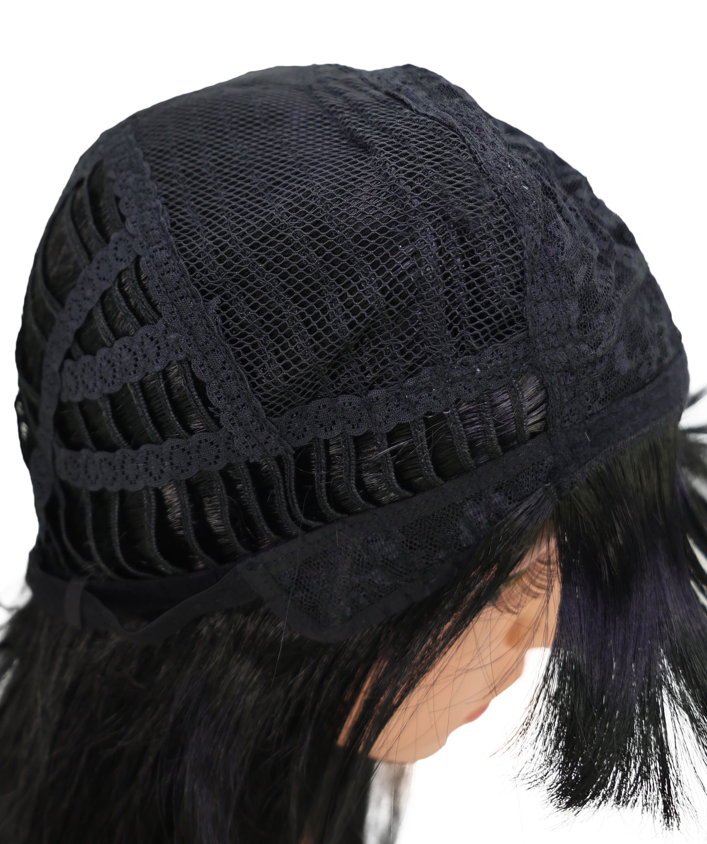 Wigs2you C-198コスプレウィッグ ブラック ロング 30.5インチ キャップレス アニメ風 合成繊維 女性用 イベント コスプレ