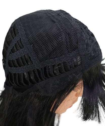 Wigs2you C-198コスプレウィッグ ブラック ロング 30.5インチ キャップレス アニメ風 合成繊維 女性用 イベント コスプレ
