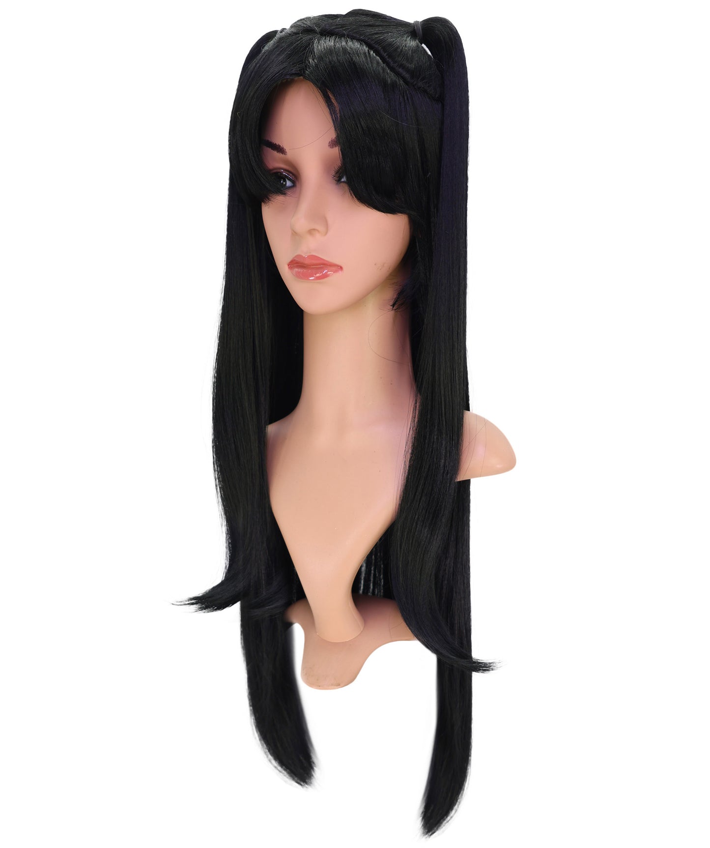 Wigs2you C-198コスプレウィッグ ブラック ロング 30.5インチ キャップレス アニメ風 合成繊維 女性用 イベント コスプレ