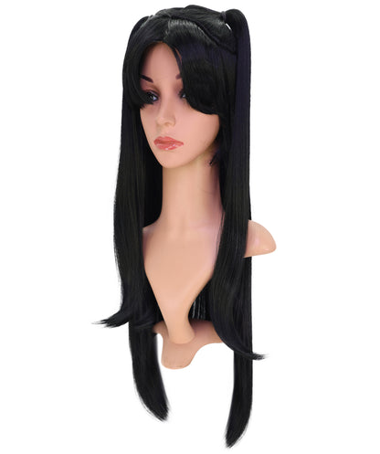 Wigs2you C-198コスプレウィッグ ブラック ロング 30.5インチ キャップレス アニメ風 合成繊維 女性用 イベント コスプレ
