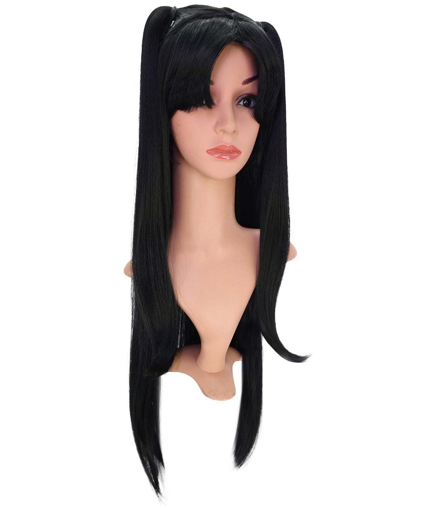 Wigs2you C-198コスプレウィッグ ブラック ロング 30.5インチ キャップレス アニメ風 合成繊維 女性用 イベント コスプレ