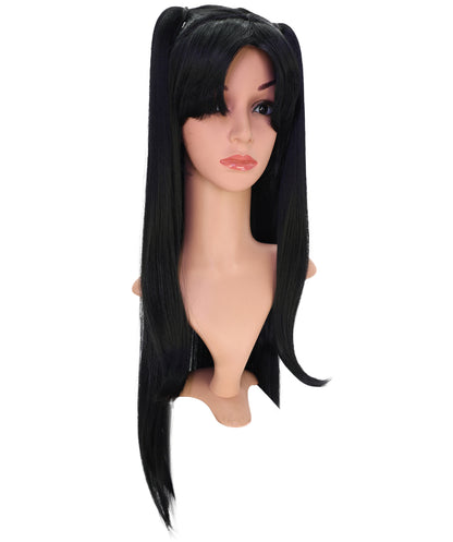 Wigs2you C-198コスプレウィッグ ブラック ロング 30.5インチ キャップレス アニメ風 合成繊維 女性用 イベント コスプレ