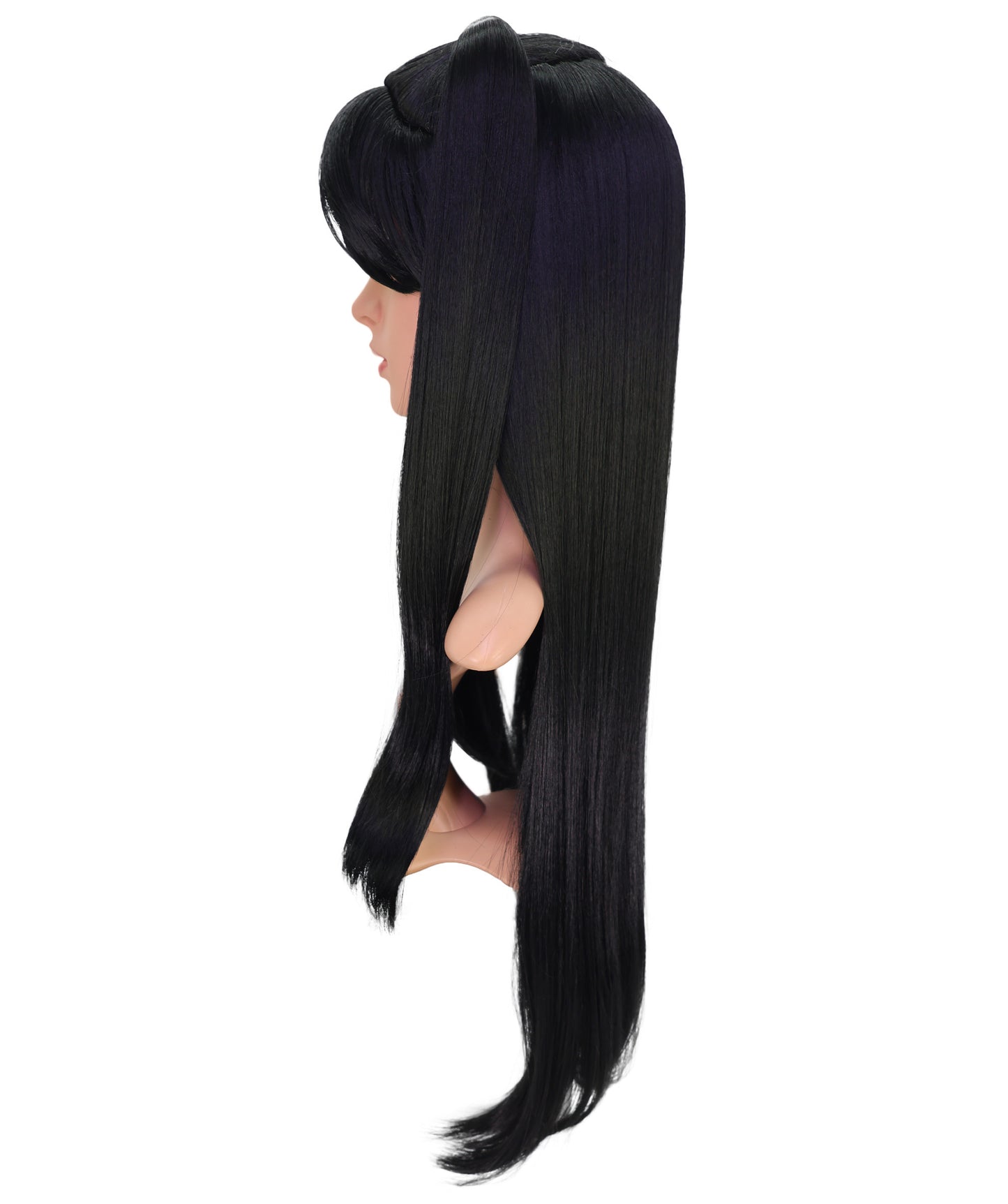 Wigs2you C-198コスプレウィッグ ブラック ロング 30.5インチ キャップレス アニメ風 合成繊維 女性用 イベント コスプレ