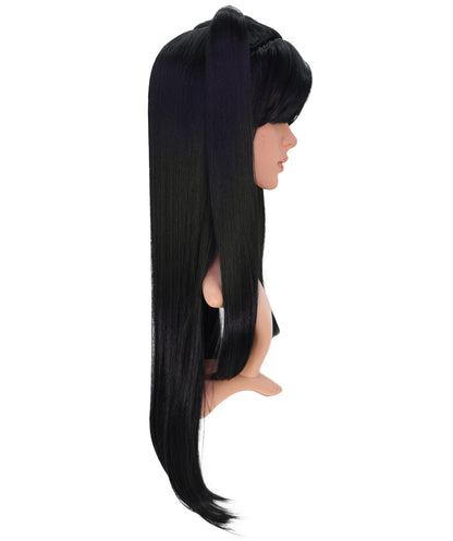 Wigs2you C-198コスプレウィッグ ブラック ロング 30.5インチ キャップレス アニメ風 合成繊維 女性用 イベント コスプレ