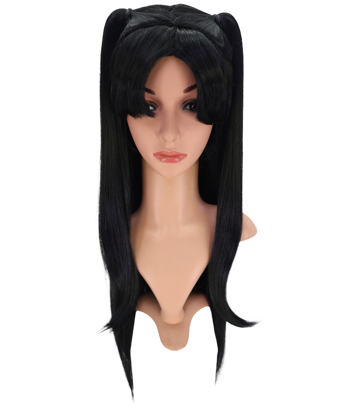 Wigs2you C-198コスプレウィッグ ブラック ロング 30.5インチ キャップレス アニメ風 合成繊維 女性用 イベント コスプレ