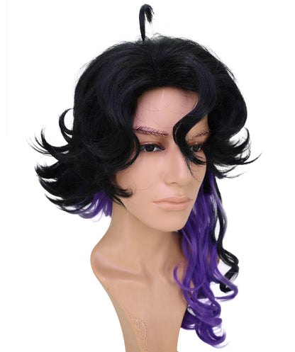 Wigs2you C-201 コスプレウィッグ ブラック×ダークパープル ロング 29インチ アニメ風 合成繊維 男性用 コスプレ イベント