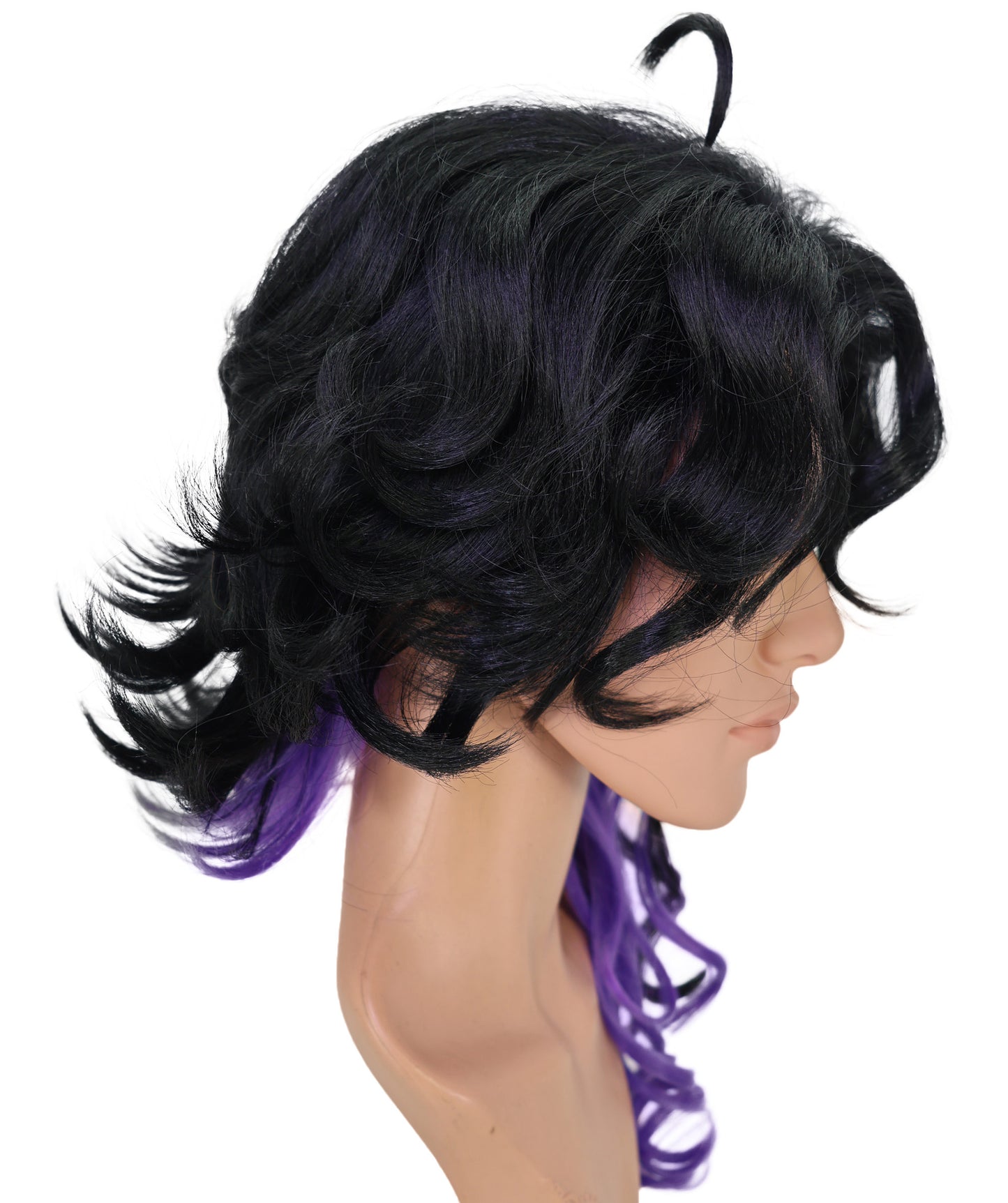 Wigs2you C-201 コスプレウィッグ ブラック×ダークパープル ロング 29インチ アニメ風 合成繊維 男性用 コスプレ イベント
