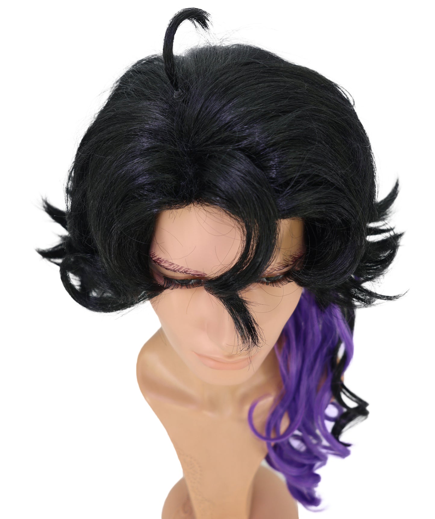 Wigs2you C-201 コスプレウィッグ ブラック×ダークパープル ロング 29インチ アニメ風 合成繊維 男性用 コスプレ イベント