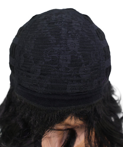 Wigs2you C-201 コスプレウィッグ ブラック×ダークパープル ロング 29インチ アニメ風 合成繊維 男性用 コスプレ イベント