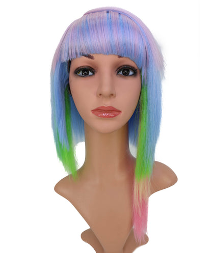 Wigs2you C-204 コスプレウィッグ マルチカラー レイヤードボブ 16インチ 耐熱ファイバー 女性用 イベント