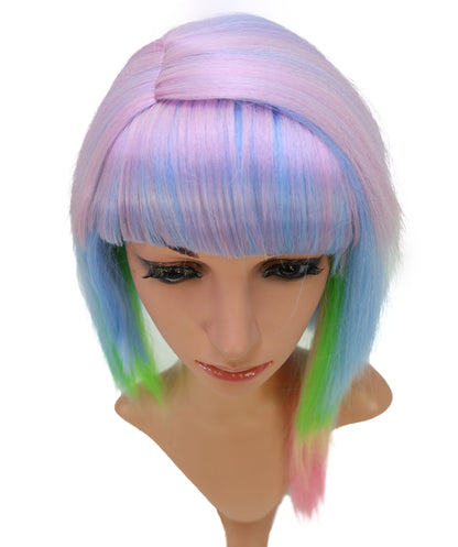 Wigs2you C-204 コスプレウィッグ マルチカラー レイヤードボブ 16インチ 耐熱ファイバー 女性用 イベント