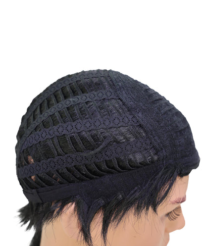 Wigs2you C-205 コスプレウィッグ ブラック 編み込み 16.5インチ 耐熱ファイバー 男性用 イベント