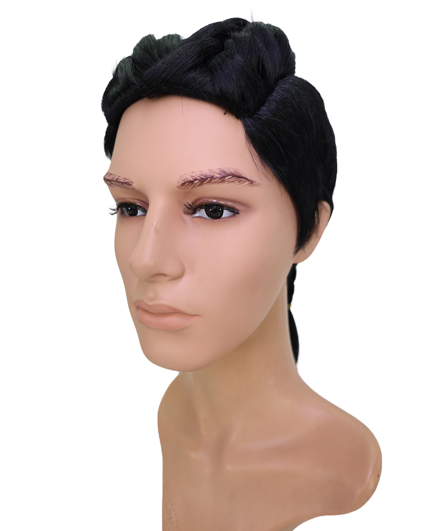 Wigs2you C-205 コスプレウィッグ ブラック 編み込み 16.5インチ 耐熱ファイバー 男性用 イベント