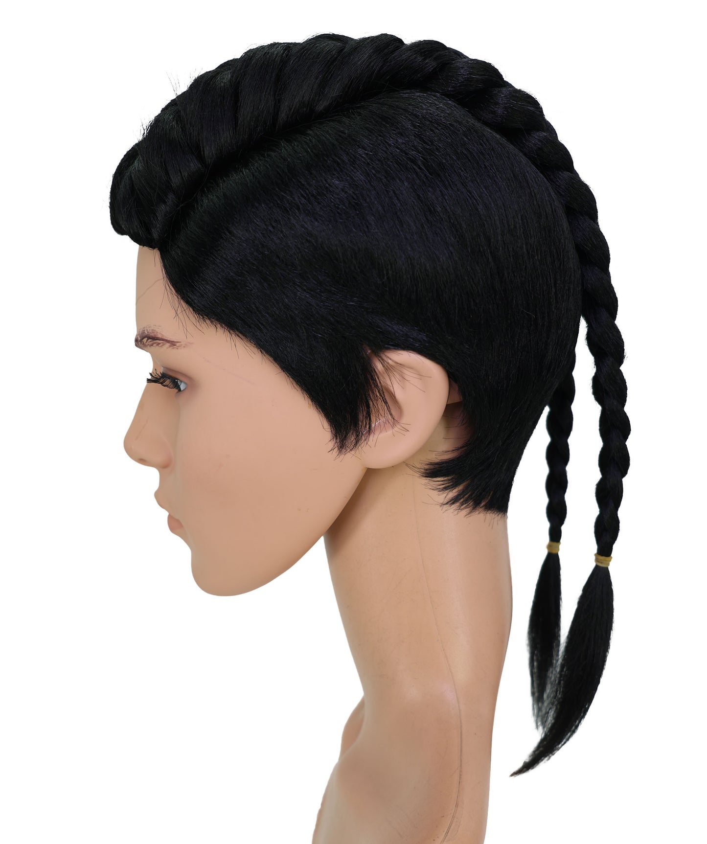 Wigs2you C-205 コスプレウィッグ ブラック 編み込み 16.5インチ 耐熱ファイバー 男性用 イベント