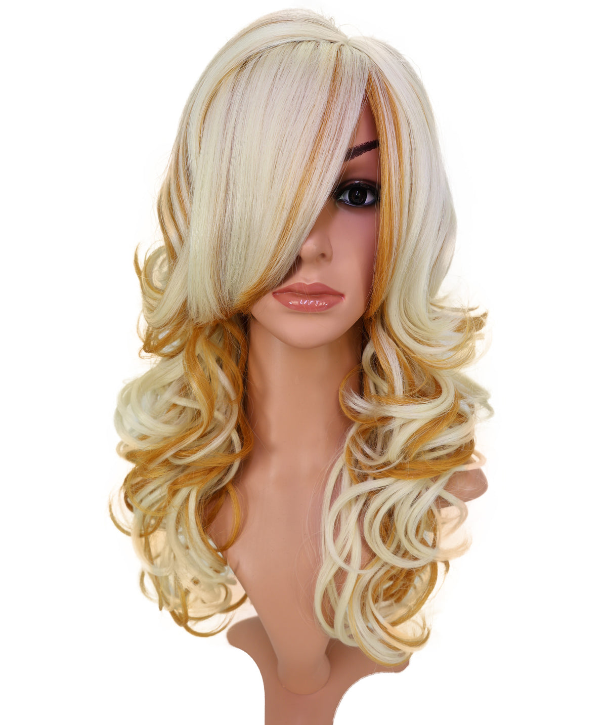 Wigs2you C-215 レディース コスプレ ウィッグ 21インチ ロング カール ブロンド オンブレ 耐熱ファイバー キャップレス フルウィッグ ハロウィン 仮装 パーティー イベント