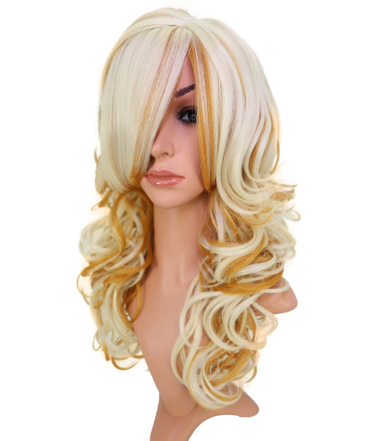Wigs2you C-215 レディース コスプレ ウィッグ 21インチ ロング カール ブロンド オンブレ 耐熱ファイバー キャップレス フルウィッグ ハロウィン 仮装 パーティー イベント