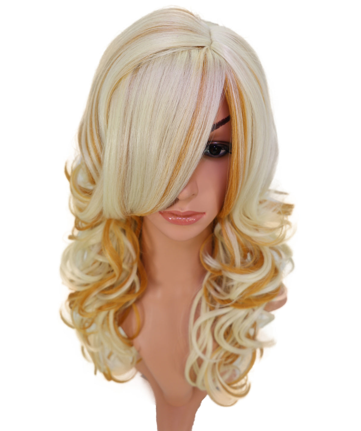 Wigs2you C-215 レディース コスプレ ウィッグ 21インチ ロング カール ブロンド オンブレ 耐熱ファイバー キャップレス フルウィッグ ハロウィン 仮装 パーティー イベント