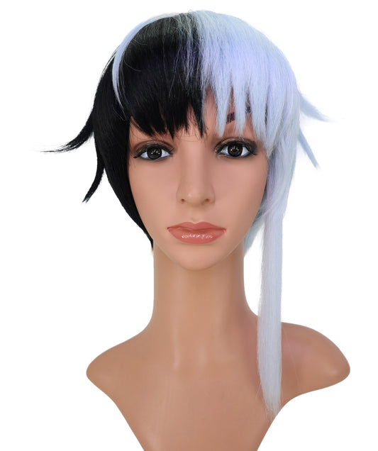 Wigs2you C-228 女性用コスプレウィッグ（13インチ、ブラック＆ペールシルバー）― ショートレイヤー・耐熱性合成毛髪・スタンダードキャップ付き
