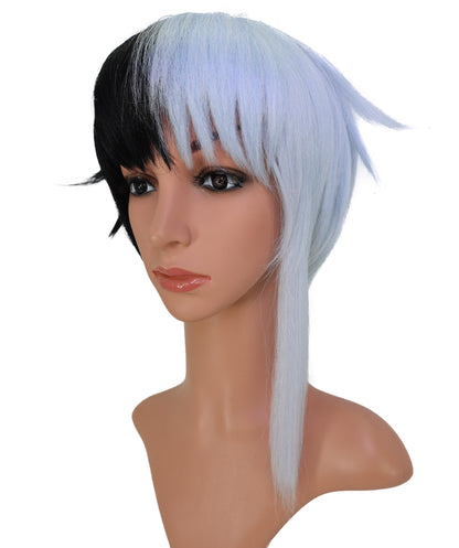 Wigs2you C-228 女性用コスプレウィッグ（13インチ、ブラック＆ペールシルバー）― ショートレイヤー・耐熱性合成毛髪・スタンダードキャップ付き