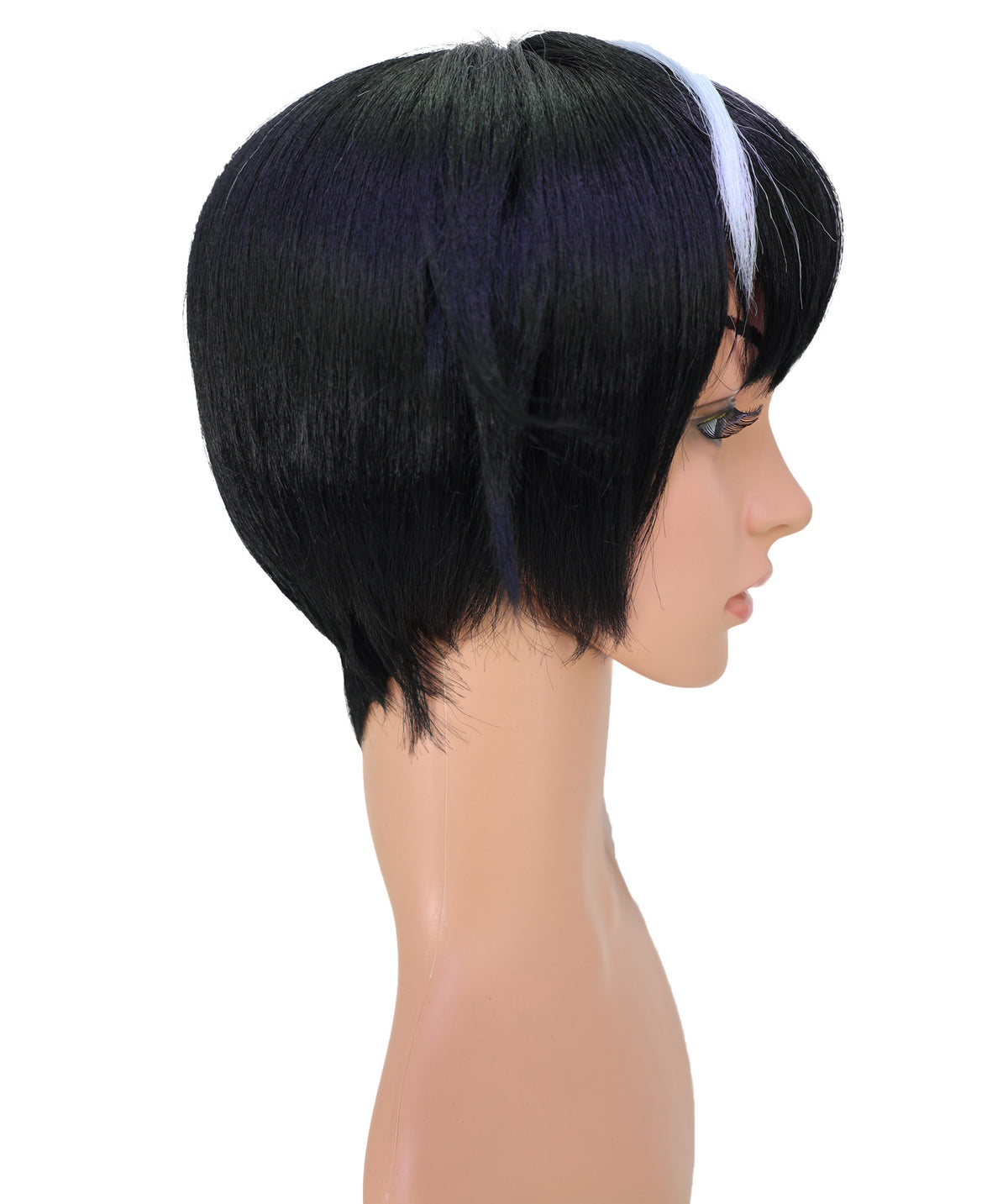 Wigs2you C-228 女性用コスプレウィッグ（13インチ、ブラック＆ペールシルバー）― ショートレイヤー・耐熱性合成毛髪・スタンダードキャップ付き