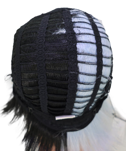 Wigs2you C-228 女性用コスプレウィッグ（13インチ、ブラック＆ペールシルバー）― ショートレイヤー・耐熱性合成毛髪・スタンダードキャップ付き