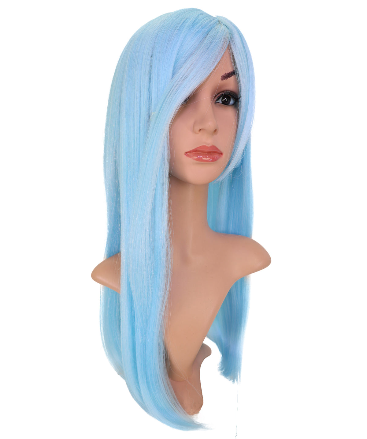 Wigs2you C-229 「60cm ライトスカイブルー ロングストレート コスプレウィッグ（女性用）、耐熱合成繊維、標準キャップ付き」