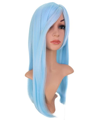 Wigs2you C-229 「60cm ライトスカイブルー ロングストレート コスプレウィッグ（女性用）、耐熱合成繊維、標準キャップ付き」
