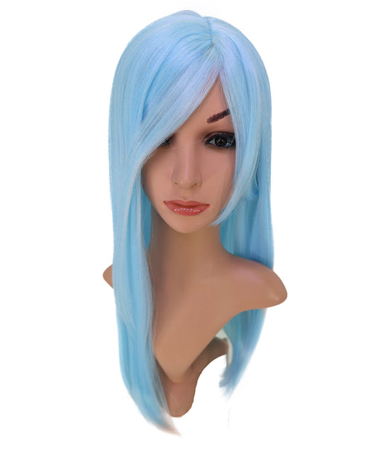 Wigs2you C-229 「60cm ライトスカイブルー ロングストレート コスプレウィッグ（女性用）、耐熱合成繊維、標準キャップ付き」