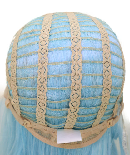 Wigs2you C-229 「60cm ライトスカイブルー ロングストレート コスプレウィッグ（女性用）、耐熱合成繊維、標準キャップ付き」