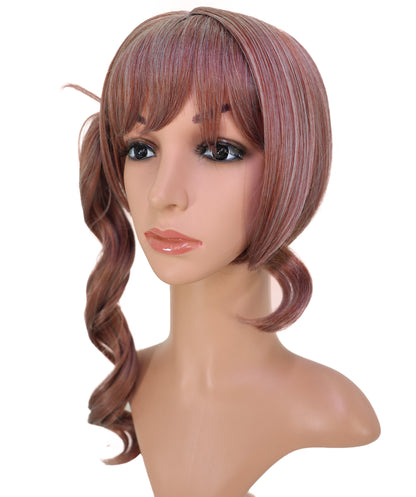 Wigs2you C-230 女性用17インチ・チェスナットブラウンのコスプレウィッグ ― 前髪付き、カーリーなサイドポニーテール仕様のアニメ・コスチューム用ウィッグ