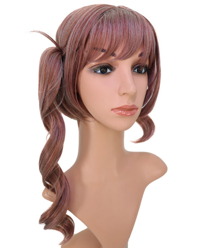 Wigs2you C-230 女性用17インチ・チェスナットブラウンのコスプレウィッグ ― 前髪付き、カーリーなサイドポニーテール仕様のアニメ・コスチューム用ウィッグ