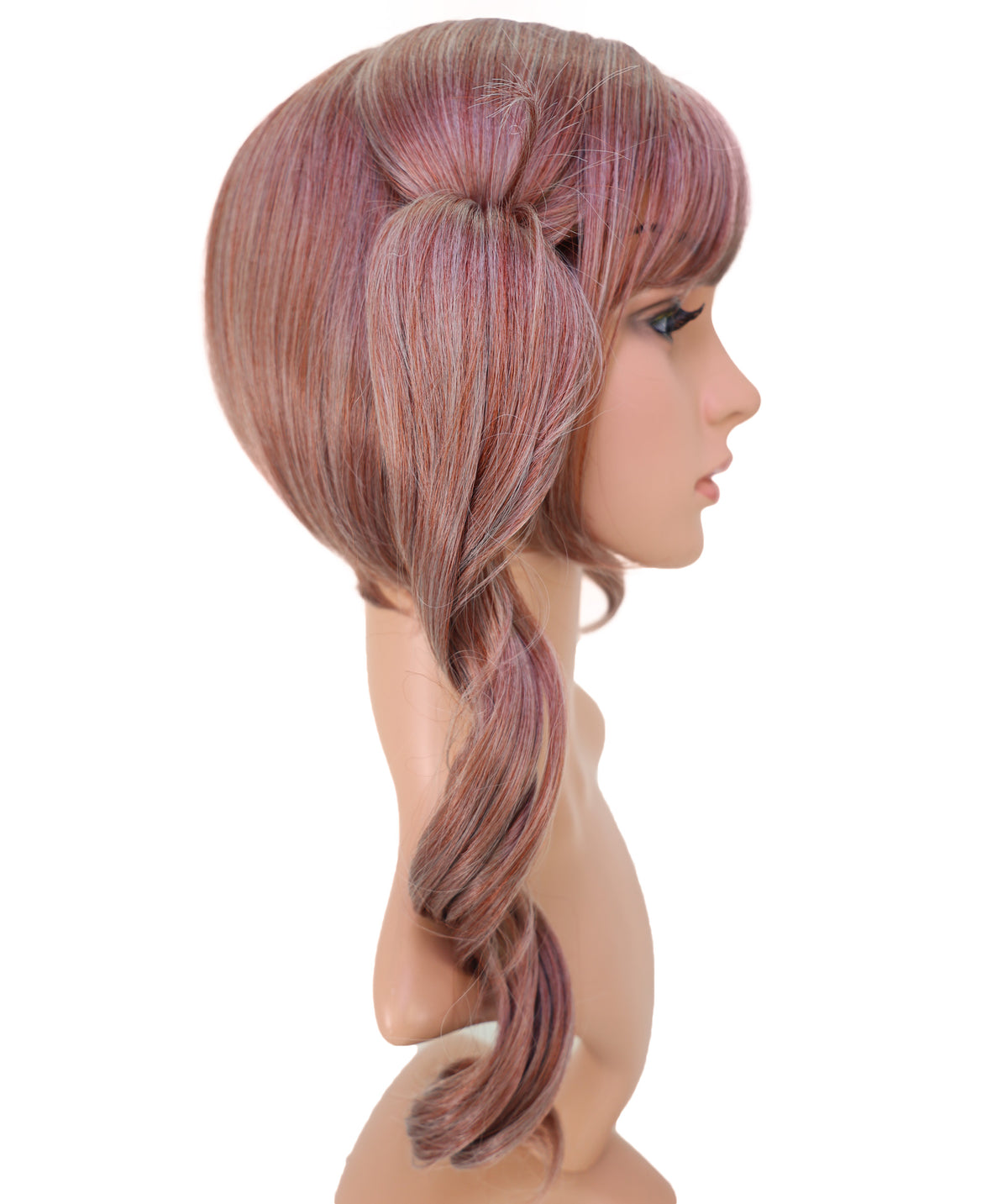 Wigs2you C-230 女性用17インチ・チェスナットブラウンのコスプレウィッグ ― 前髪付き、カーリーなサイドポニーテール仕様のアニメ・コスチューム用ウィッグ