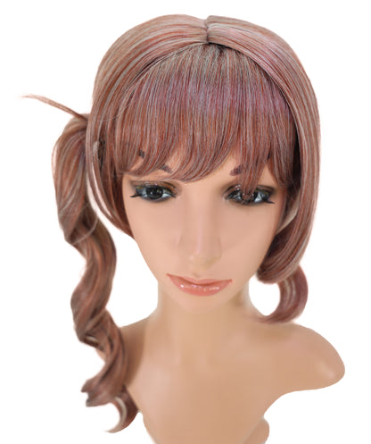 Wigs2you C-230 女性用17インチ・チェスナットブラウンのコスプレウィッグ ― 前髪付き、カーリーなサイドポニーテール仕様のアニメ・コスチューム用ウィッグ