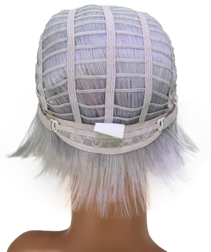 Wigs2you C-231「30cm シルバーグレー コスプレウィッグ（女性用）、ショートレイヤーボブ、ハイバン、サイドバング付き」