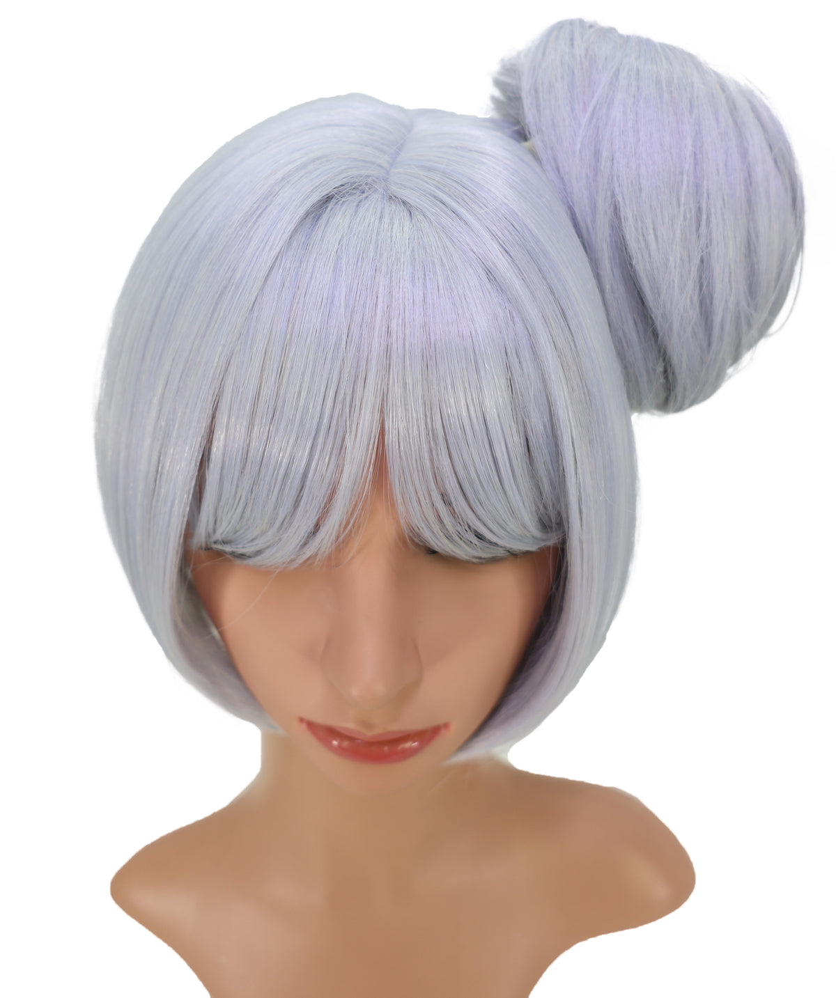Wigs2you C-231「30cm シルバーグレー コスプレウィッグ（女性用）、ショートレイヤーボブ、ハイバン、サイドバング付き」