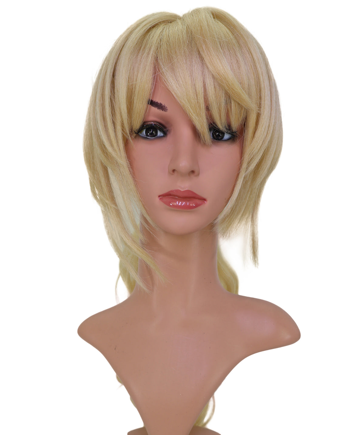 Wigs2you C-233 「70cm ゴールデンブロンド コスプレウィッグ（女性用）、ロングウェーブポニーテール アニメ風ウィッグ（サイドバング付き）」