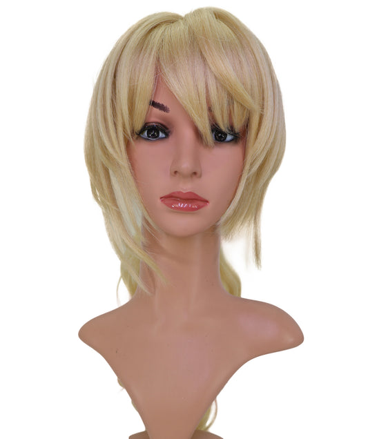 Wigs2you C-233 「70cm ゴールデンブロンド コスプレウィッグ（女性用）、ロングウェーブポニーテール アニメ風ウィッグ（サイドバング付き）」