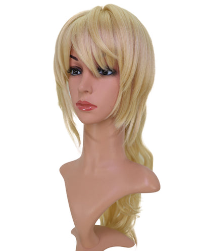 Wigs2you C-233 「70cm ゴールデンブロンド コスプレウィッグ（女性用）、ロングウェーブポニーテール アニメ風ウィッグ（サイドバング付き）」