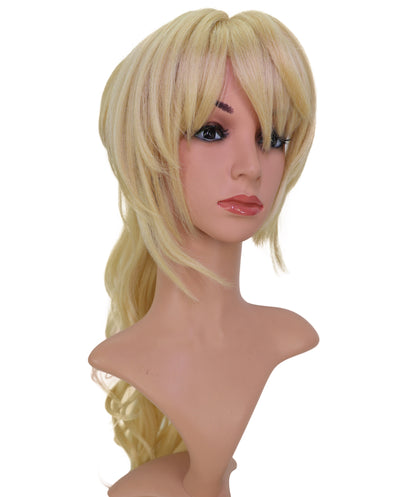 Wigs2you C-233 「70cm ゴールデンブロンド コスプレウィッグ（女性用）、ロングウェーブポニーテール アニメ風ウィッグ（サイドバング付き）」