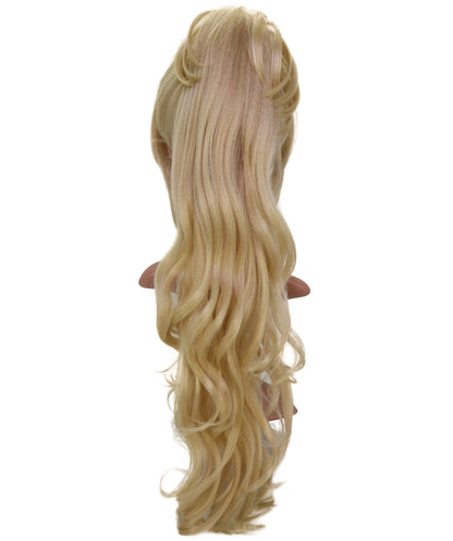 Wigs2you C-233 「70cm ゴールデンブロンド コスプレウィッグ（女性用）、ロングウェーブポニーテール アニメ風ウィッグ（サイドバング付き）」
