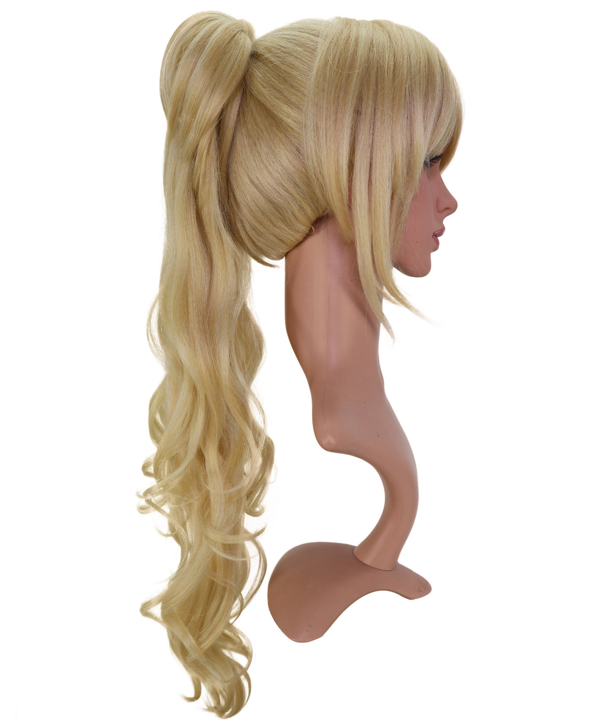 Wigs2you C-233 「70cm ゴールデンブロンド コスプレウィッグ（女性用）、ロングウェーブポニーテール アニメ風ウィッグ（サイドバング付き）」