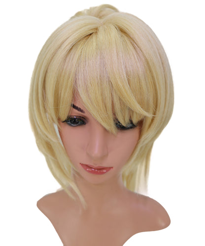 Wigs2you C-233 「70cm ゴールデンブロンド コスプレウィッグ（女性用）、ロングウェーブポニーテール アニメ風ウィッグ（サイドバング付き）」