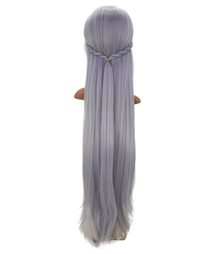 Wigs2you C-234 女性用コスプレウィッグ（シルバーグレー、98cm）― サイドに流した前髪付きロングストレート・アニメ衣装用ウィッグ