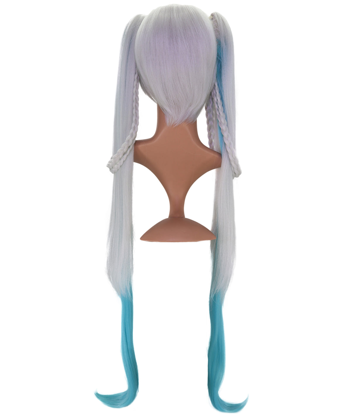 Wigs2you C-235 「38.5インチ シルバーブルー オンブレ コスプレウィッグ（女性用）、超ロング ツインテール アニメ風ウィッグ（前髪とブルーの毛先付き）」