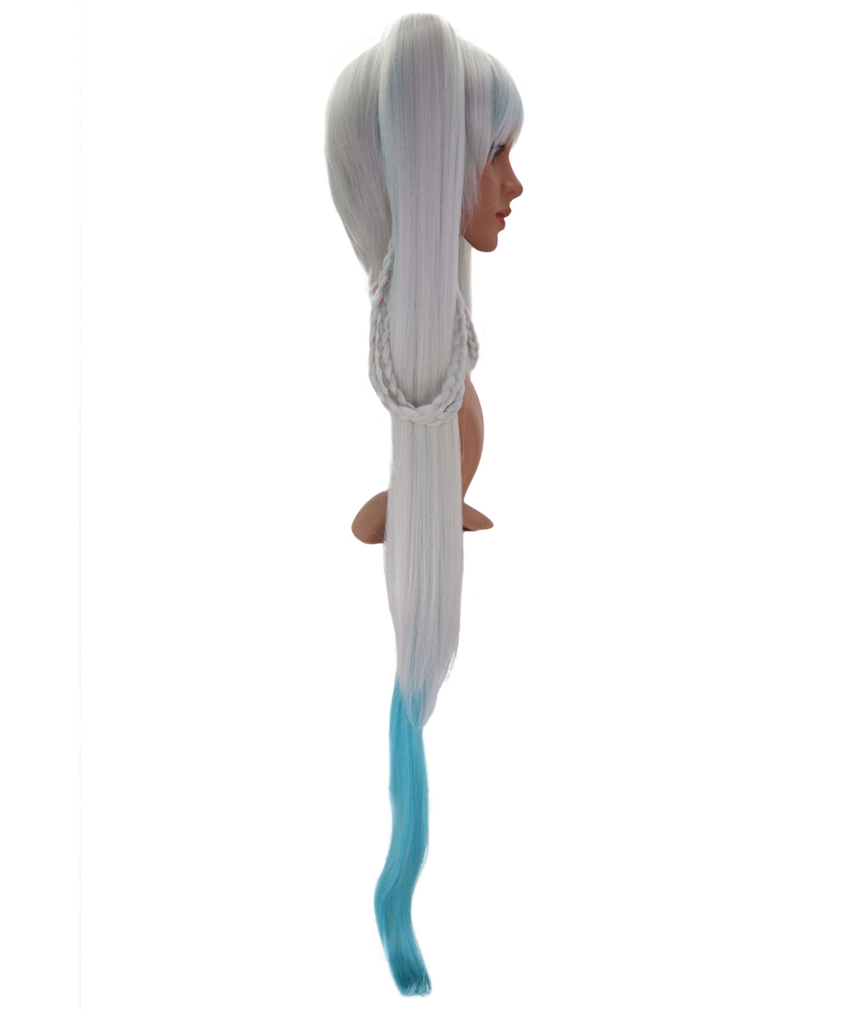 Wigs2you C-235 「38.5インチ シルバーブルー オンブレ コスプレウィッグ（女性用）、超ロング ツインテール アニメ風ウィッグ（前髪とブルーの毛先付き）」