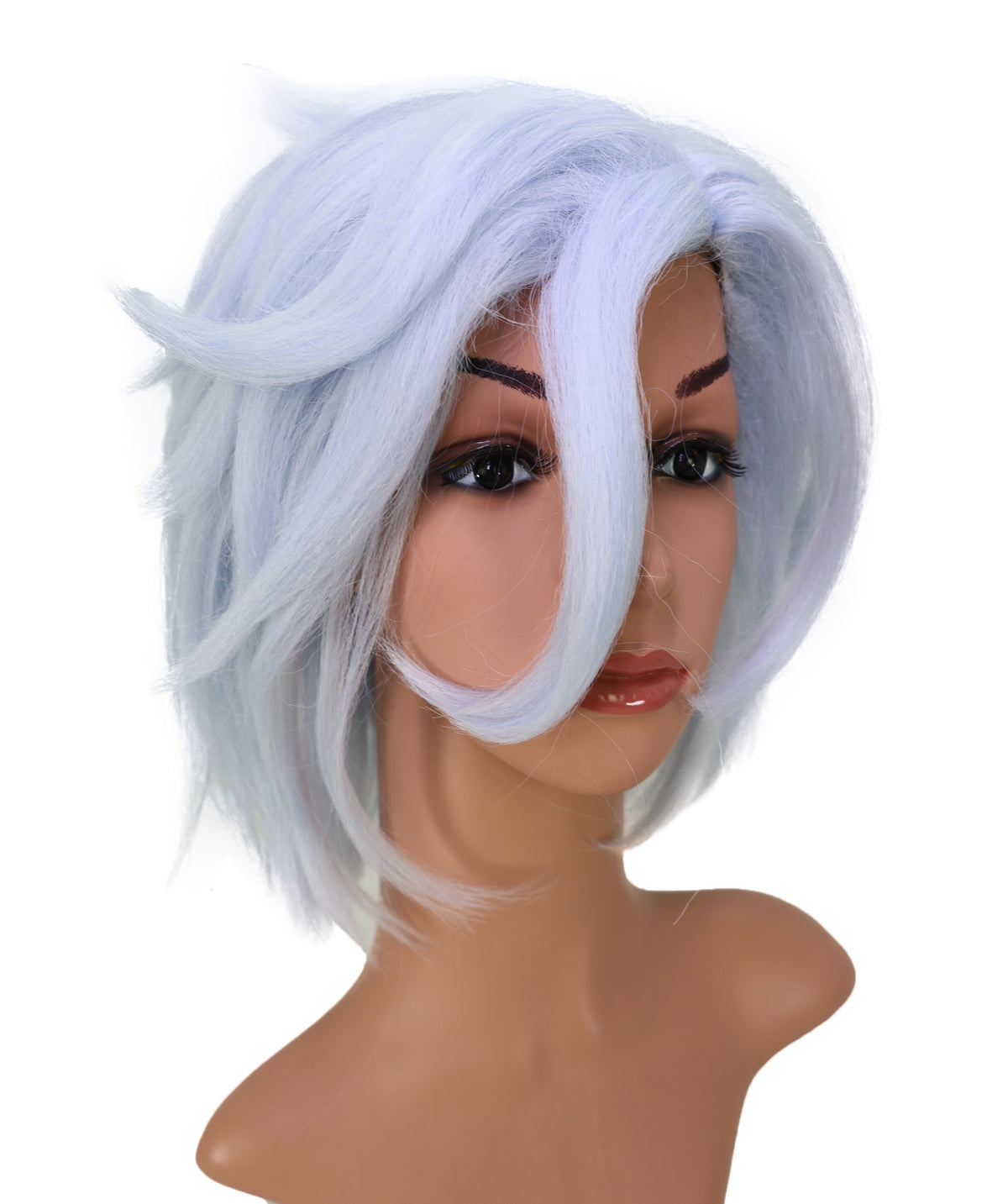 Wigs2you C-238 「14インチ シルバーブルー コスプレウィッグ _ ショート ふわふわ レイヤード アニメ風ヘア _ サイドバング」